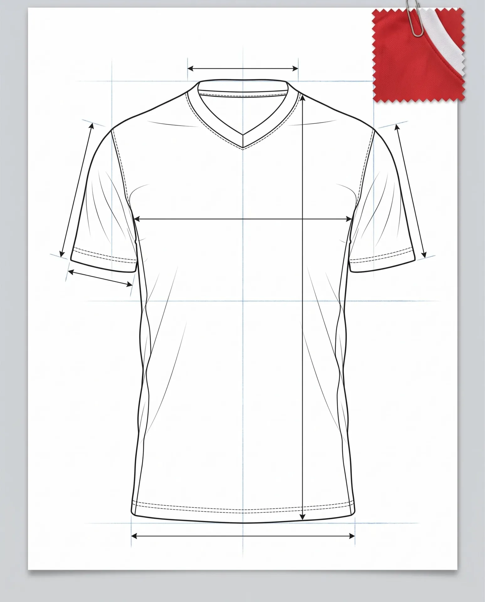 Tech-pack flat drawing of the same jersey