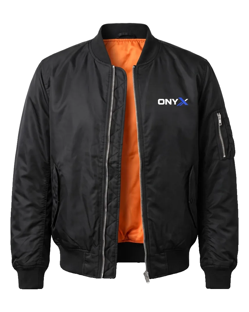 Flight Bomber Jacket — Black / orange lining custom bomber jacket