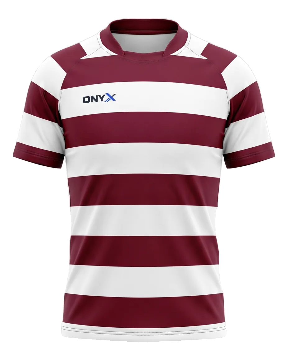 Breakdown Hooped Jersey — Maroon / white hoops custom match jersey