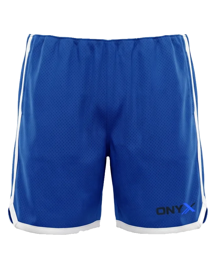 Double-Mesh Shorts — Royal blue / white custom mesh shorts