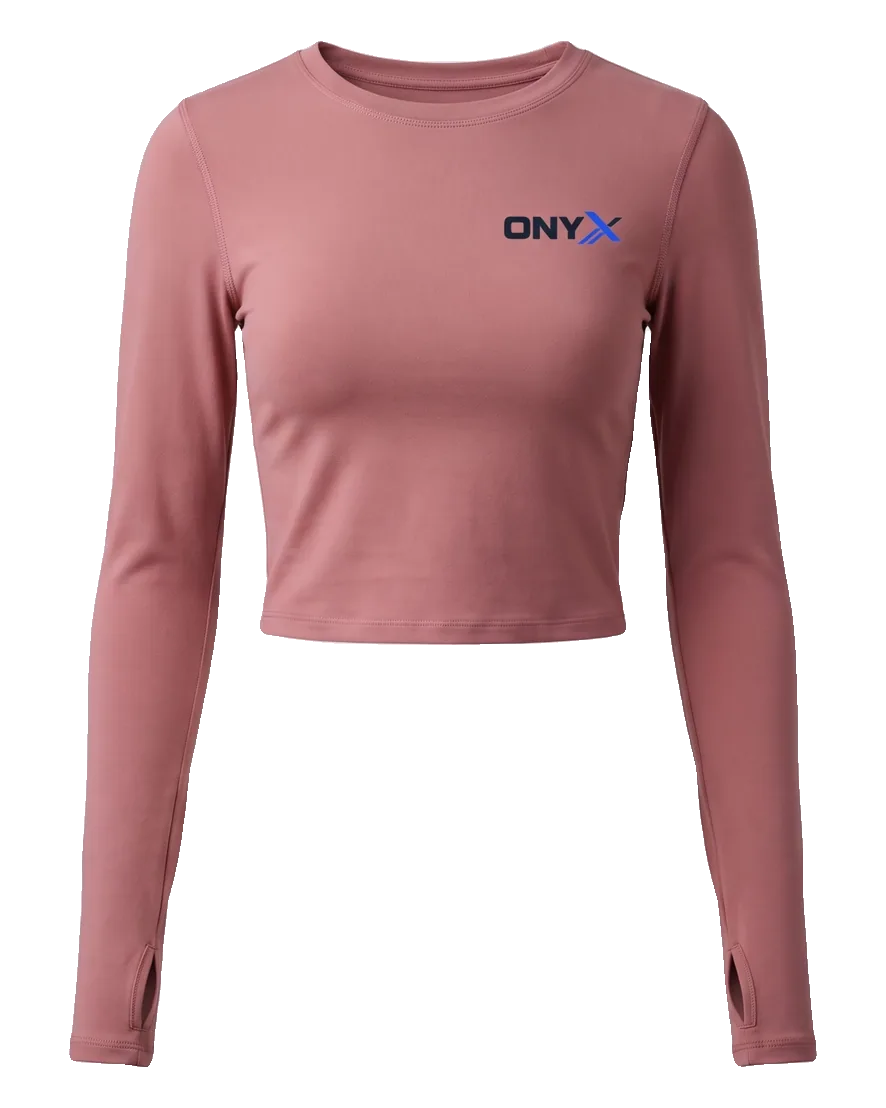 Still Long-Sleeve Crop — Dusty rose custom studio layer