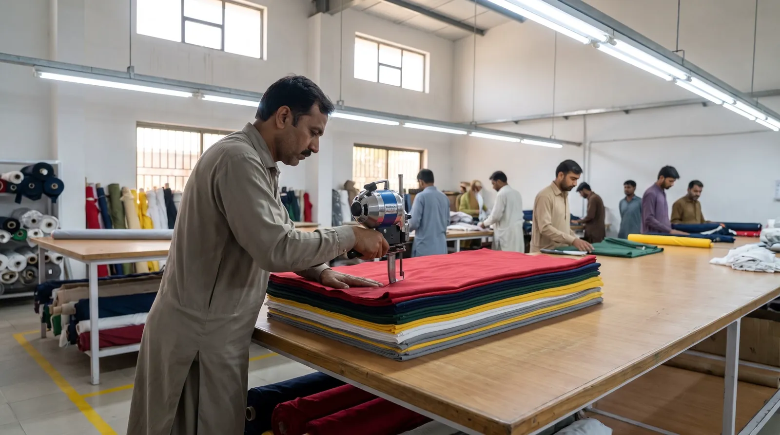Cutting at the factory in Sialkot