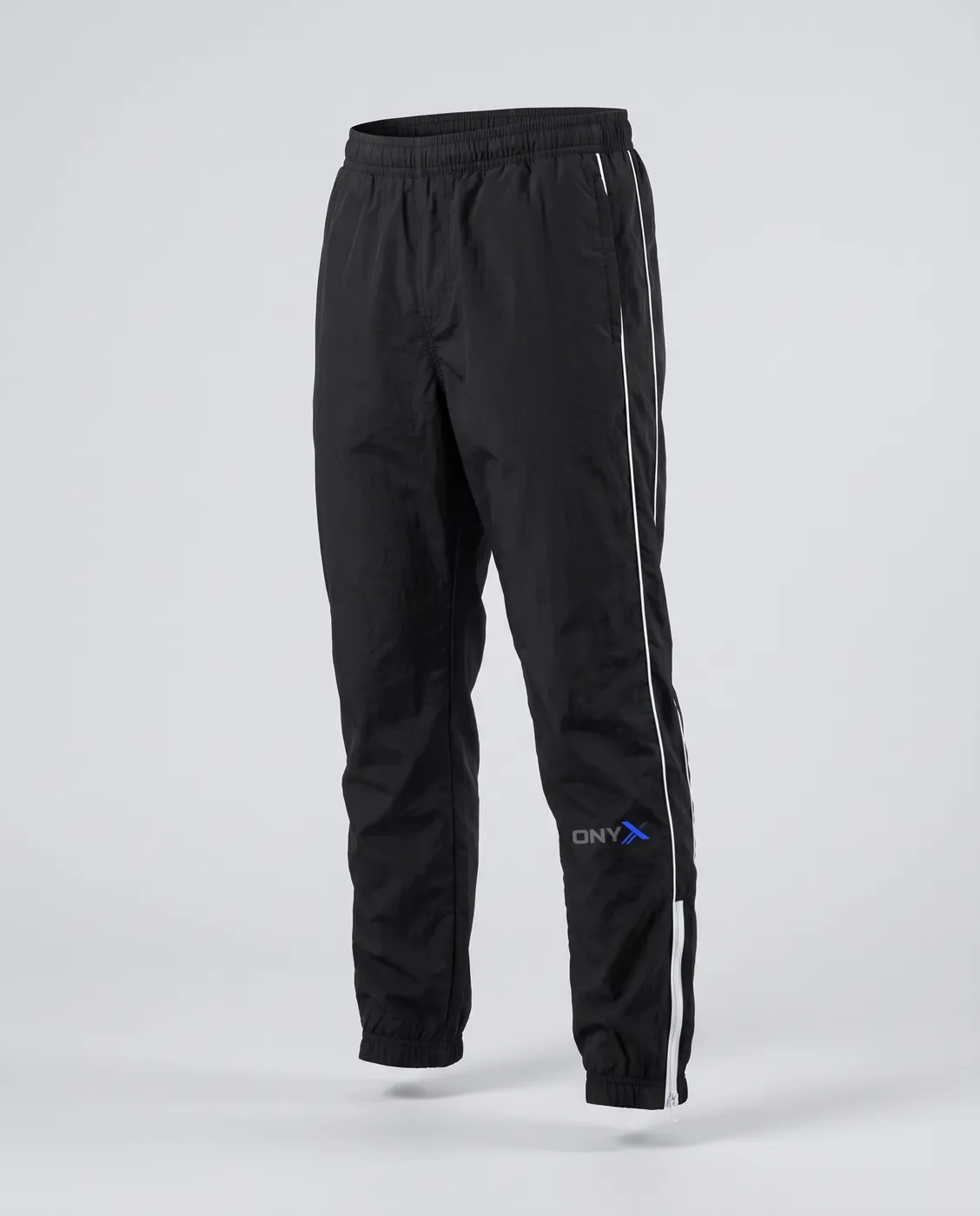 Panelled Track Pants — Black / white piping