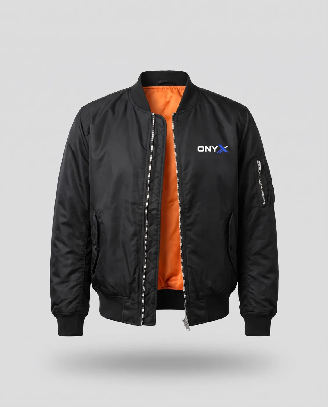 Flight Bomber Jacket — Black / orange lining