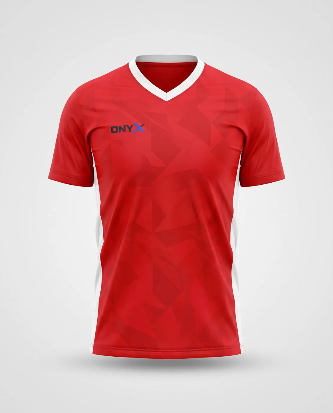 Finished Strike Match Jersey sample in red and white