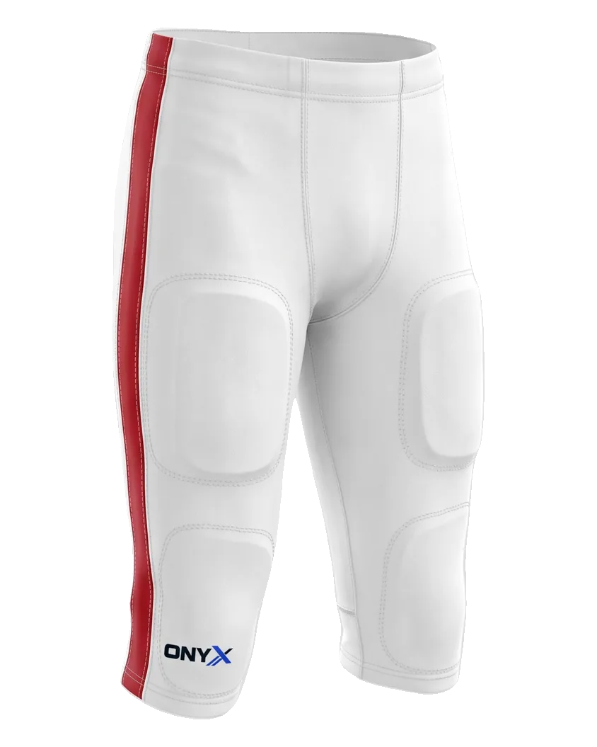 Snap Game Pants — White / scarlet stripe custom game pants