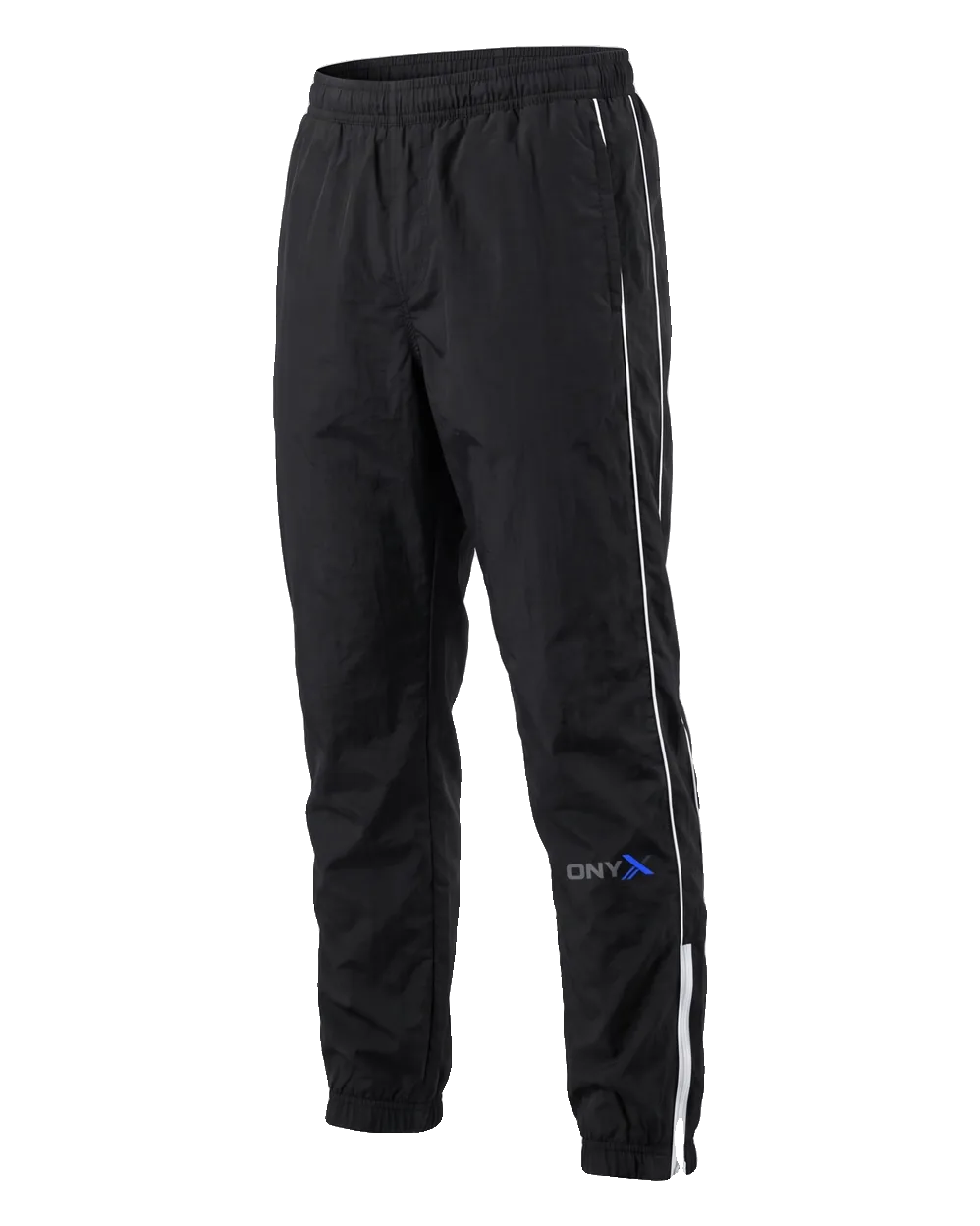 Panelled Track Pants — Black / white piping custom track pants