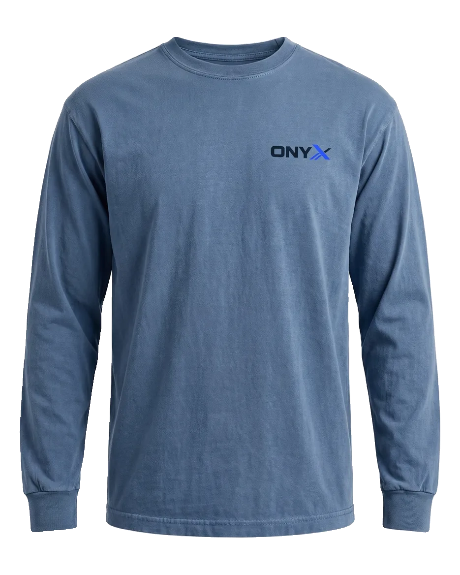 Heavyweight Long-Sleeve Tee — Faded blue custom long-sleeve tee